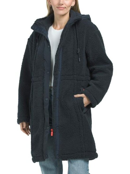 Hunter Jackets & Blazers - HUNTER Sherpa Longline Mixed Media Active Coat